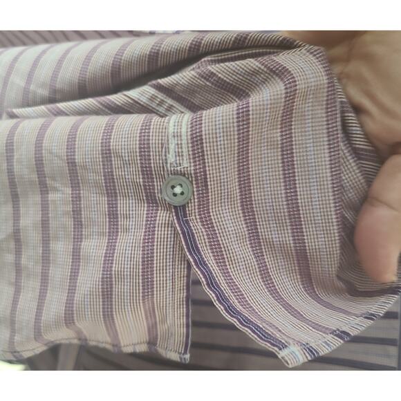 Ermenegildo Zegna  Blue Purple Brown Striped Cotton Sheen XXL Men's Dress Shirt - Picture 9 of 15